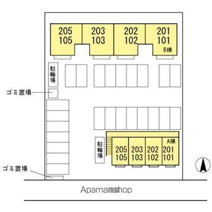 シーサイドハイツ松井　Ａ・Ｂ棟[2DK/48.84m2]の配置図