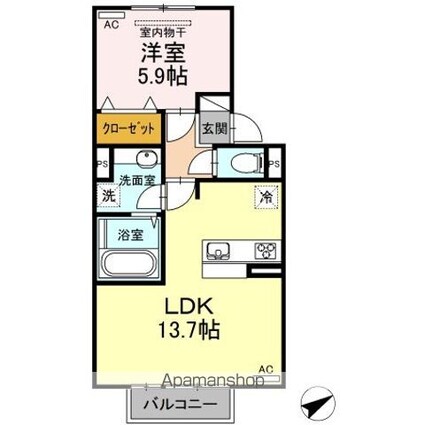 プレミアムⅩⅠ・ⅩⅡ番館　Ａ棟[1LDK/45.84m2]の間取図