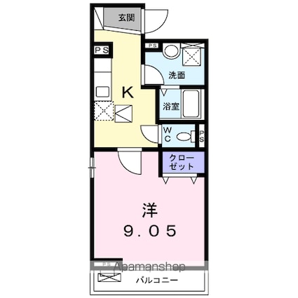 サンリット東希望が丘[1K/33.19m2]の間取図