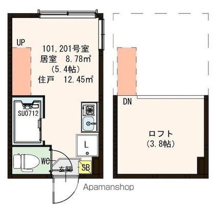ハーモニーテラス豊玉中[1R/12.45m2]の間取図