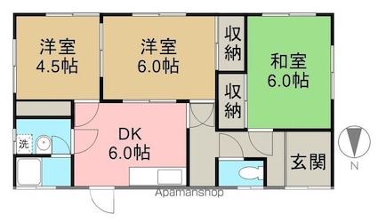 中村松木１丁目貸家Ｋ－Ｈ０１９[3DK/57.97m2]の間取図