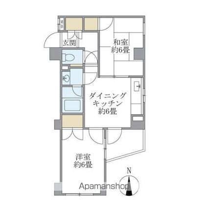 東京都杉並区阿佐谷南３丁目[2DK/39.08m2]の間取図