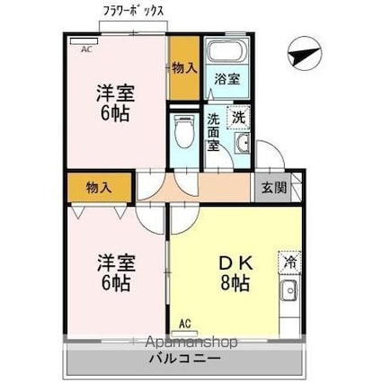 アヴァンティコート　Ａ[2DK/47.69m2]の間取図