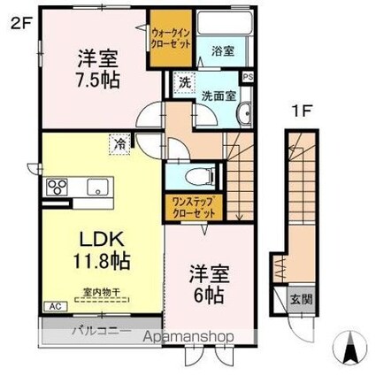 Ｗｉｔｈ　Ａ[2LDK/64.48m2]の間取図