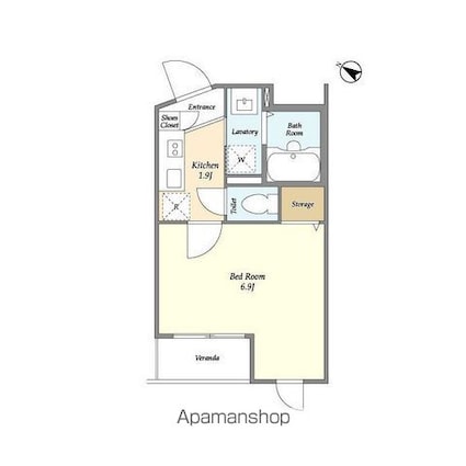 ＤｅＬＣＣＳ田園調布[1K/21.95m2]の間取図