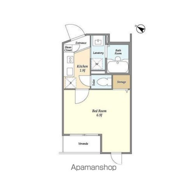 ＤｅＬＣＣＳ田園調布[1K/21.95m2]の間取図