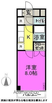 パークハイツ島内[1K/26m2]の間取図