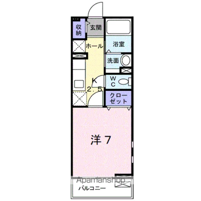 サンハイツ　フルール[1K/26.11m2]の間取図