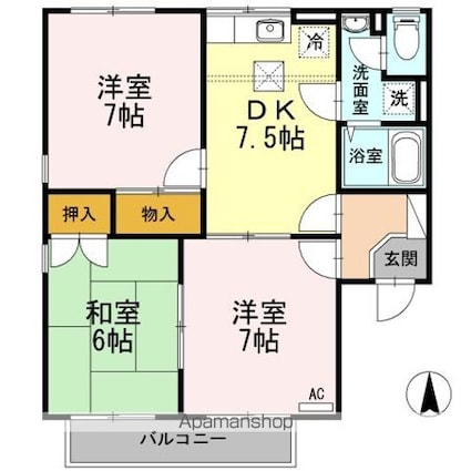 コーポ新稜　Ａ[3DK/59.17m2]の間取図