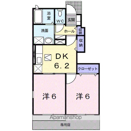コートジュネス　Ⅲ[2DK/43.86m2]の間取図