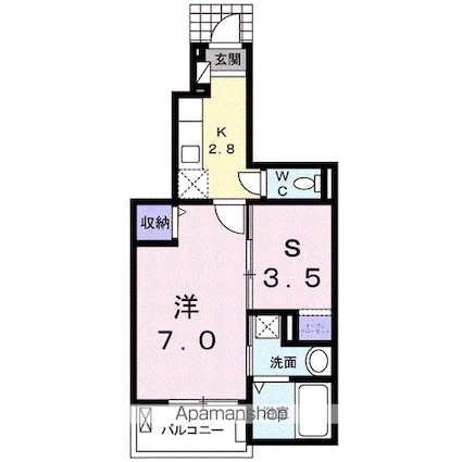 モンレーブＭ[1K/31.65m2]の間取図
