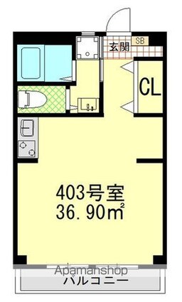 オオキス四谷[1R/36.9m2]の間取図