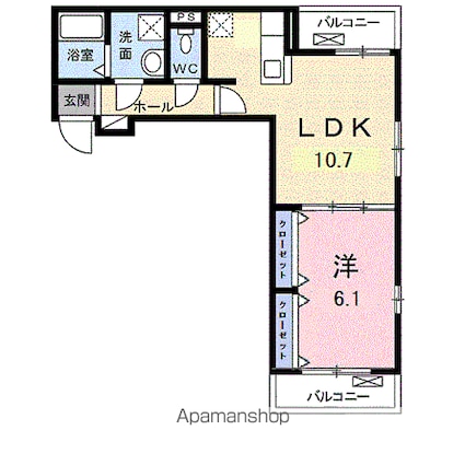ピエール　ブランシュⅡ[1LDK/41.97m2]の間取図