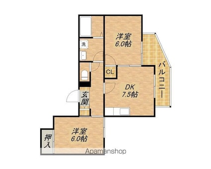 メゾンド・タナカ[2DK/42.12m2]の間取図