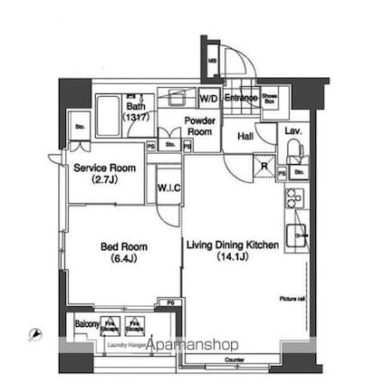 コンフォリア日本橋人形町[1SLDK/54.89m2]の間取図