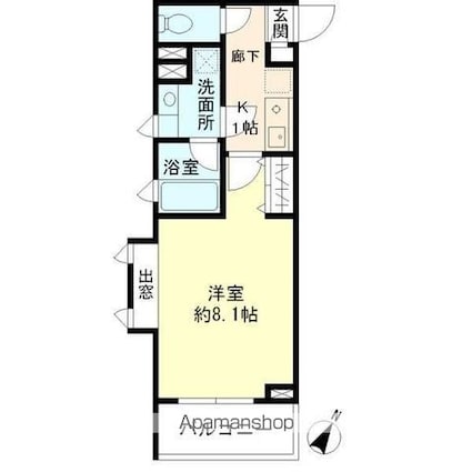 ティアラ三軒茶屋[1K/26.77m2]の間取図
