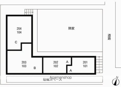 東京都江戸川区西篠崎２丁目[2K/25.1m2]の配置図