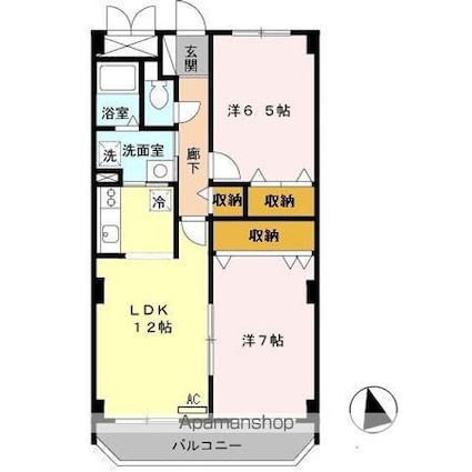 エルロード住吉７号館[2LDK/61m2]の間取図