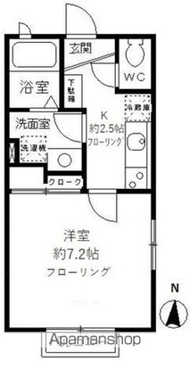 シャルマンウエスト[1K/25.66m2]の間取図