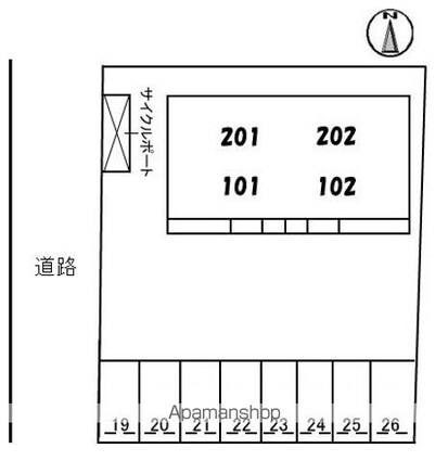 クレセオ　Ｃ棟[2LDK/58.27m2]の配置図