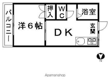 長野県長野市大字高田[1DK/26.41m2]の間取図