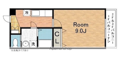 ローズ[1K/29.81m2]の間取図