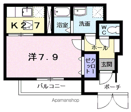 アン　ソレイエ　Ⅱ[1K/31.28m2]の間取図