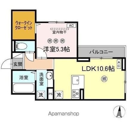 ｃａｍｐｈｏｒａＩ[1LDK/42.65m2]の間取図