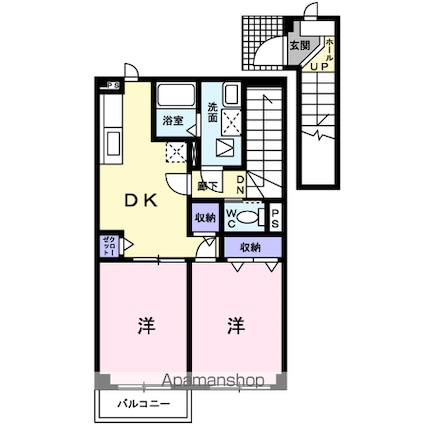 サンバティーク湊Ｂ[2DK/51.93m2]の間取図