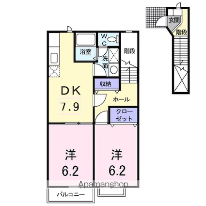 グレンフィディックＡ[2DK/53.44m2]の間取図