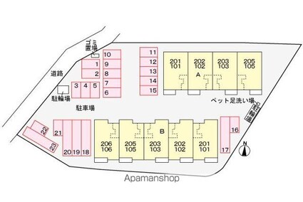 トビアスガーデン南沖洲Ａ[3LDK/67.91m2]の配置図
