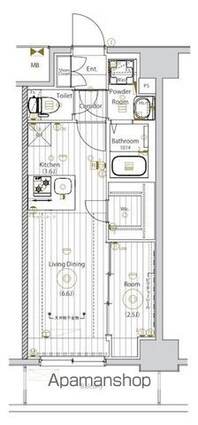 メイクスアート千種ウエスト[1LDK/28.34m2]の間取図