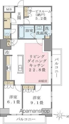 Ｂｒｉｌｌｉａ　ｉｓｔ　東雲キャナルコート[2SLDK/93.5m2]の間取図
