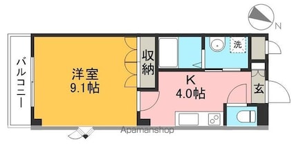 トランキーロ[1K/30.96m2]の間取図