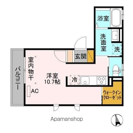 エスポワール七瀬[1R/28.86m2]の間取図