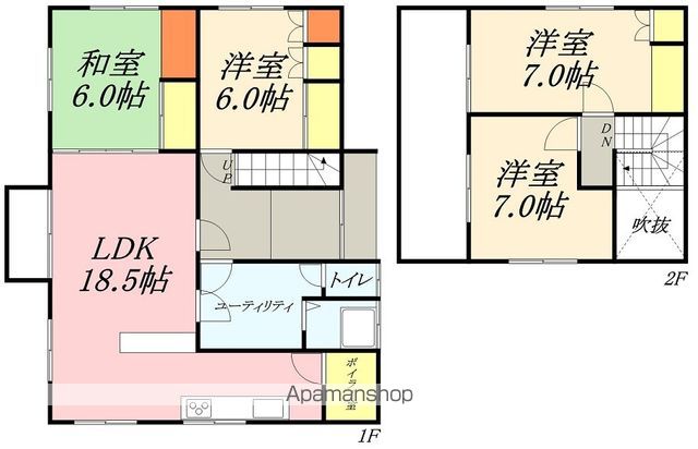 余市郡余市町 2階建 築68年の間取り写真