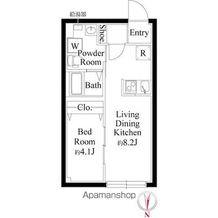 センプリーチェ西日暮里[1LDK/28.05m2]の間取図