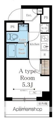 東京都渋谷区富ヶ谷２丁目[1K/18.49m2]の間取図
