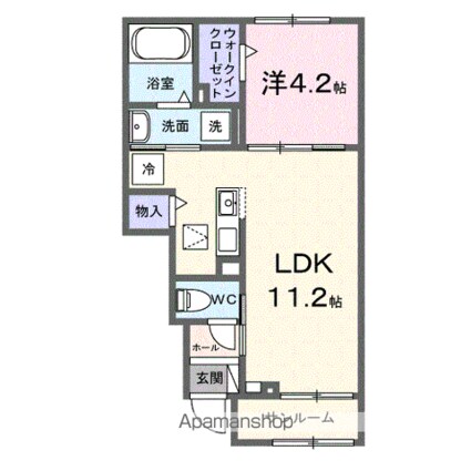 カメリアフォレスト[1LDK/39.17m2]の間取図