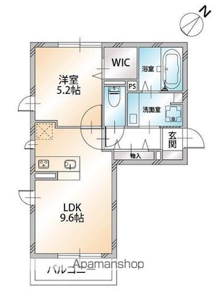 ホワイト　ヒル[1LDK/39.16m2]の間取図