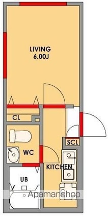ＭＯＤＵＬＯＲ氷川台（モデュロール氷川台）[1K/22.48m2]の間取図