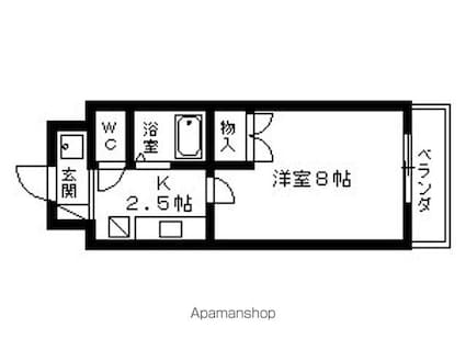 ラルースⅡ[1K/23.3m2]の間取図