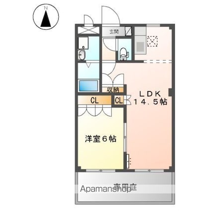メゾンソレイユ[1LDK/45.63m2]の間取図