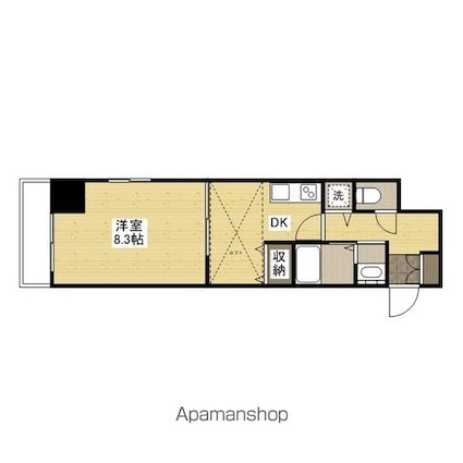 広島県広島市中区大手町２丁目[1DK/34.33m2]の間取図