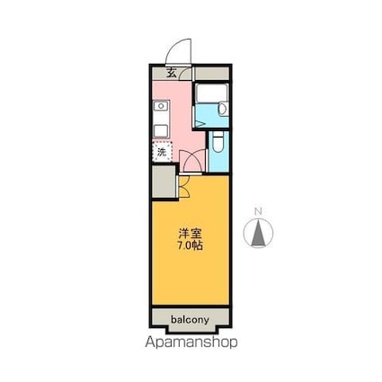 プリヴィラ壱番館[1K/22m2]の間取図