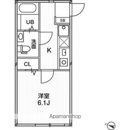 ルクール平和台[1K/22.46m2]の間取図