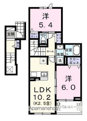 エール　アン[2LDK/54.61m2]の間取図