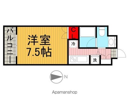 東京都世田谷区三軒茶屋１丁目[1K/24.95m2]の間取図
