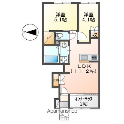 ）Ｌｉｇｈｔ　ｓｎｏｗ[2LDK/48.61m2]の間取図