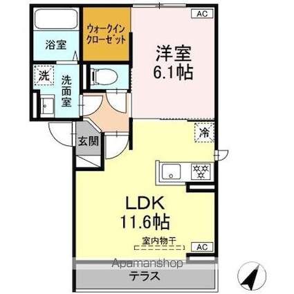 トリシア柳町[1LDK/42.97m2]の間取図